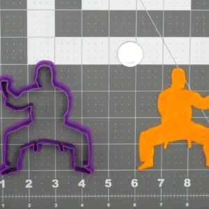 Black Karate Stance Cookie Cutter Cookie Martial Arts Pose Biscuit Mold for Karate Kid Party Favors Dojo Training Event Cake Fondant Decoration Karateka Theme Baking Tool