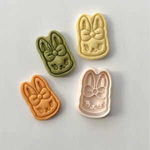 Black Bunny Cookie Cutter Set with Knot Bow Rabbit Stamp for Spring Animal Baking Homemade Cookies Fondant Cake Decorating Party Favors and Easter Seasonal Celebration Treats