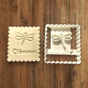 Dragonfly Cookie Cutter Personalized with Custom Name for Baking Shortbread Biscuits Pastry Sugar Paste Fondant Cake Decoration for Animal Themed Birthday Parties and Homemade Treats