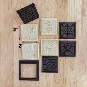 Christmas Cookie Baking Set Cookie with Candle, Snowflake, Holly, Bell Cookie Cutters and Stamp for Fondant, Clay Crafting, Holiday Baking, Festive Decorations, and Seasonal