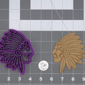 Black Native American Head 266-L674 Cookie Cutter Silhouette Cookie Tribal Chief Profile Shape for Heritage Cookies Indigenous Culture Baking Classroom Crafts Historical Treats Made in