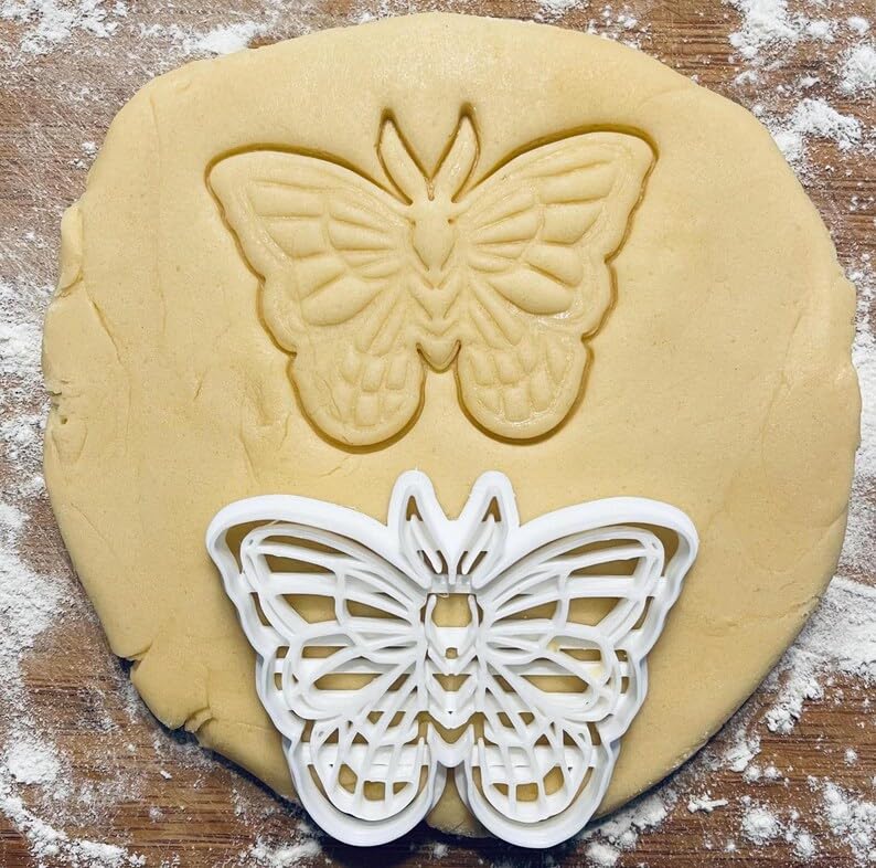 Black Butterfly Cookie Cutter Garden Bug Biscuit Cutter Cookie Stamp for Fairy Theme Birthday Party Magical Witchy Baking Flowers Spring Summer Pastry Fondant Dough Tool