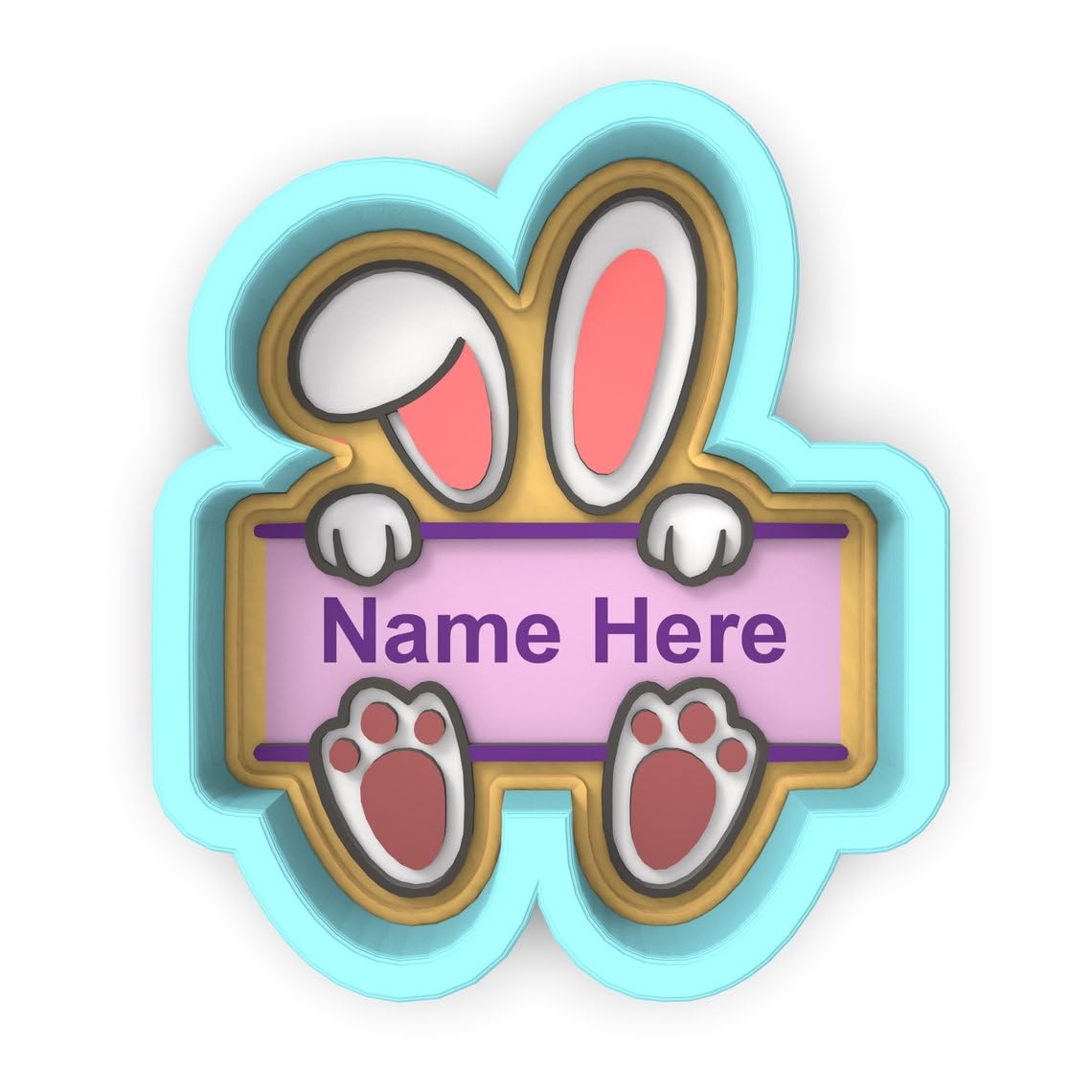 Black Bunny Name Plaque Cookie Cutter Stamp Stencil Baking Tool for Personalized Easter and Bunny Theme Cookies Fondant Pastry Biscuits Sandwiches Desserts Spring Party Snacks Kitchen - Image 2