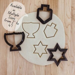 Hanukkah Mini Cookie Cutter Set India Cookie Mold with Menorah, Star of David, Dreidel Shapes for Shaping Festive Cookies, Fondant, Clay Decorations Perfect for Holiday Baking