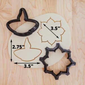 Diwali Diya Festival of Light Candle Mandala Cookie Cutter Set India Cookie Mold with 2 Unique Shapes for Baking Festive Cookies Fondant Clay Decorations Celebrating Diwali Traditions