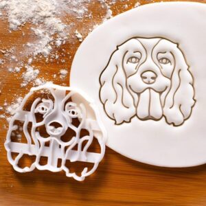 English Springer Spaniel dog face cookie cutter for baking cute fluffy dog-shaped biscuits fondant clay crafts perfect for springy dog lovers veterinarian gifts and pet themed (ONLY DOG FACE)