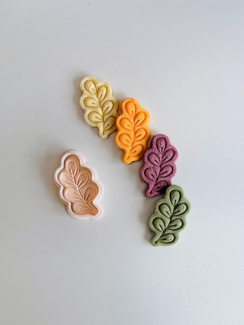 Black Leaf Cookie Cutter Stamp Set Spring Greenery Eucalyptus Leaf Shape Baking Tool for Cookies Fondant Clay Treats Creative Dessert Making for Parties Home Baking and Everyday Use