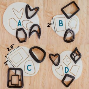 Mid-Century Modern MCM Organic Geometric Atomic Cookie Fondant Clay Cutter Set 10 Pieces India Cookie Retro Style Baking Tools for Decorating Cookies Cakes Cupcakes DIY Craft Projects