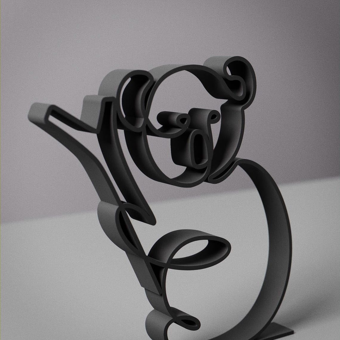 Koala Plastic Line Art Animal Figure Minimalist Sculpture for Home Office Desk Decor Shelf Display Artistic Interior Accent - Image 3