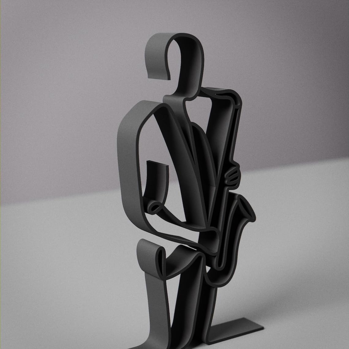 Saxophonist Plastic Line Art Musician Figure Minimalist Sculpture for Home Office Desk Decor Shelf Display Interior Accent - Image 3