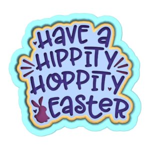 Black Have a Hippity Hoppity Easter Cookie Cutter Stamp Stencil Baking Tool for Bunny and Easter Theme Cookies Fondant Pastry Biscuits Sandwiches Desserts Spring Party Snacks Baking