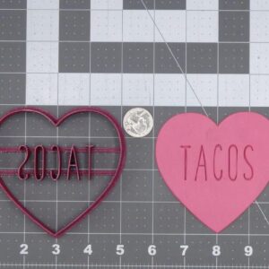 Black Cookie Love Tacos Heart 266-L277 Cookie Cutter for Baking Fiesta Cookies Fondant Pancakes Sandwiches Mexican Party Decorations Cinco de Mayo Desserts and Kitchen Crafting
