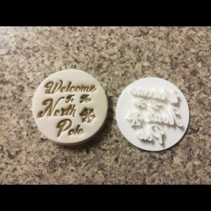 Welcome to the North Pole Christmas Embosser Stamp for Cookie and Cupcake Decoration Holiday Baking Fondant Icing Stamp Santa Workshop Theme Dessert Tool for Christmas Party Treats