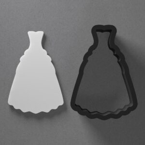 Long Wedding Dress Shape Polymer Clay Cutter Earring Jewelry Tool for Mini Studs Dangle Pendants and Cookie Dough Shaping with Sharp Tapered Edge for Bridal Theme DIY Craft and Baking