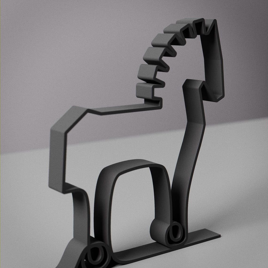 Trojan Horse Plastic Minimal Line Art Sculpture Myth Decor Figure for Living Room Desk Shelf Ancient Theme Home Office Interior Styling Piece - Image 3