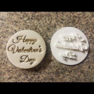 Happy Valentines Day Black Cookie Embosser Stamp Cookie Fondant Cupcake Decorating Tool for Love Theme Baking Romantic Gift Wedding Engagement Dessert Imprint Valentine Party Treats
