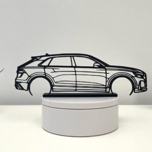 Black Line Art Audi RSQ8 Car Silhouette Decor Custom Nameplate Car Gift for Automobile Enthusiasts Sports SUV Lover Desk Decoration Audi RS Series Home Garage Display Sculpture