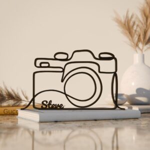 Black Personalized Camera Artist Plastic Line Art Figure Custom Photographer Decorative Sculpture Minimalist Home Decor Gift for Creative Professionals Photography Students and Hobbyists India
