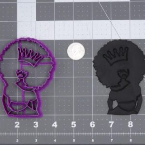 Afro Girl with Crown 266-I552 Cookie Cutter Black Cookie Silhouette Head Mold for Dough Clay Fondant DIY Baking Supplies Queen Party Favor Afrocentric Hair Culture Theme Craft Tool