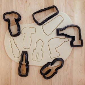 Tool Handyman Fathers Day Cookie Cutter Set of 5 India Cookie Molds Saw Hammer Drill Screwdriver Pliers for Baking, Gift Making, DIY Decorations, Kids Activities, and Creative Craft