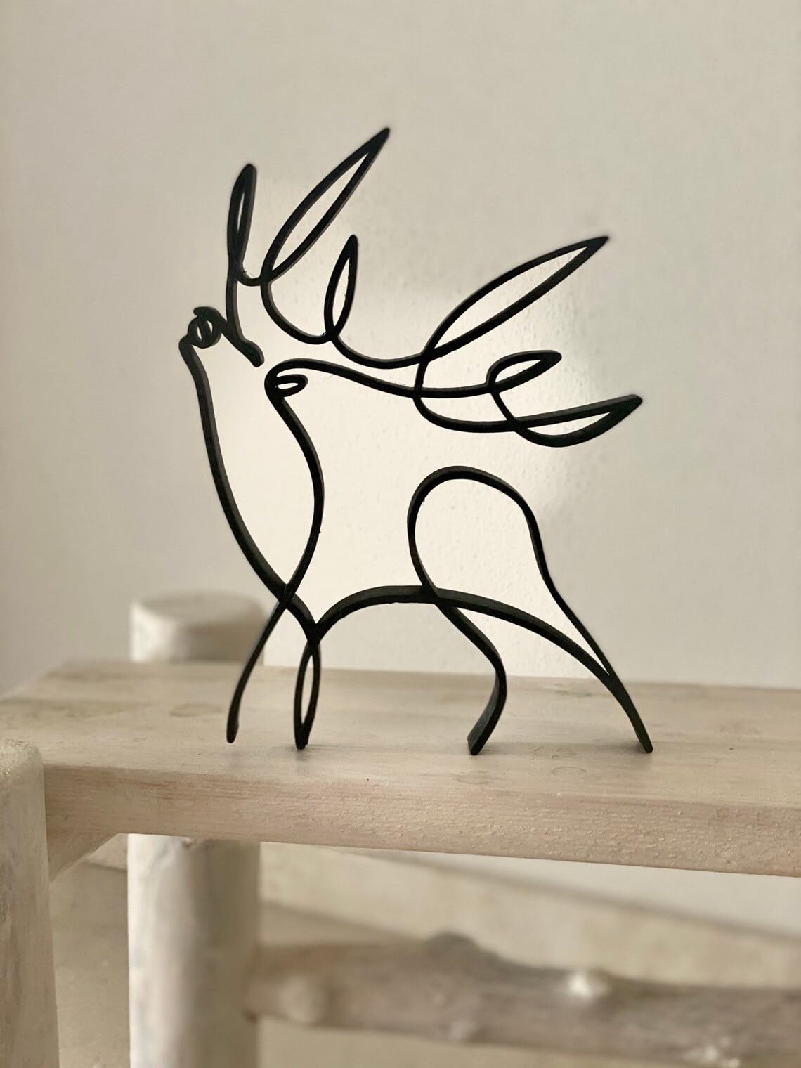 Minimalist Horned Deer Statue: Home Decor Shelf Sitter and Tabletop Figure, Ideal for Gifts and Christmas