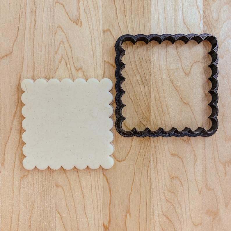 Scalloped Square Cookie Cutter Cookie for Fondant, Clay Crafting, Baking, Elegant Party Decorations, Wedding Treats, Birthday Celebrations, and Creative Cake Designing in India