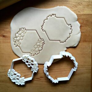 Set of 2 Floral Hexagon Cookie Cutters, Suitable Size for Beautiful Floral-Inspired Cookies, Perfect for Weddings, Parties, or Spring Baking, Made in India