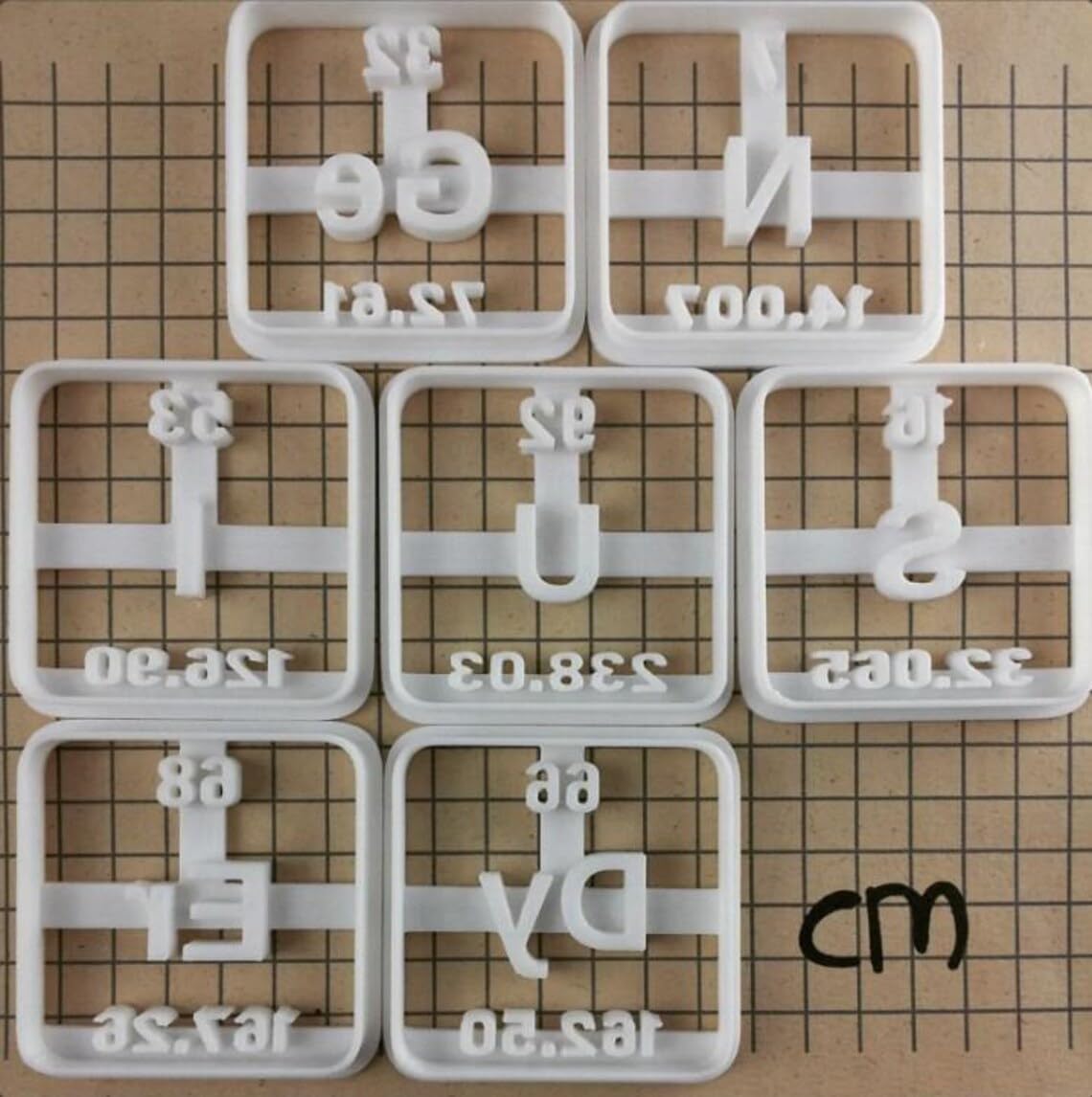NERDY cookie cutters inspired by periodic table chemical elements Nitrogen Erbium Dysprosium atomic numbers atomic weights for science baking chemistry gifts educational classroom (ONLY NERDY) - Image 3