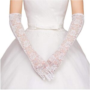 Christian Wedding Bridal Women Gloves Finger Long Net White