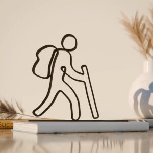 Hiker, Line Art Figure, Unique Backpacker Gift Idea, Line Art Sculpture, Minimalist Home Decor | Ideal for Home Decor, Gift (Pack of 4)
