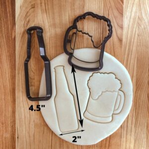 Beer Mug and Beer Bottle Cookie Cutter Set of 2 India Cookie Drink Theme Cookie, Fondant, Clay Cutters for Baking, Party Treats, Cake Decorating, Celebrations, and Craft Projects