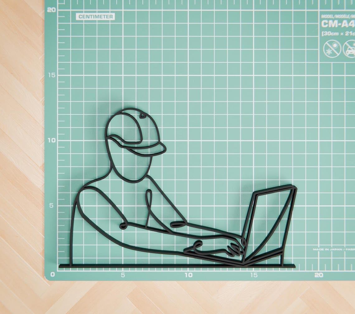 Black Computer Engineer Plastic Line Art Figure Modern Tech Inspired Sculpture Creative Desk Decor Artistic Home Office Display For Programmers Developers Coders Students Computer Science - Image 4