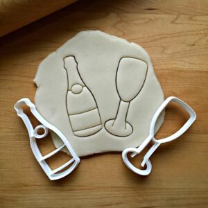 Champagne Bottle and Glass Cookie Cutter Set, Suitable Size, Perfect for Celebration, Wedding, and New Years Eve Cookies, Custom Drinks-Themed Treats, Dishwasher Safe, Made in India