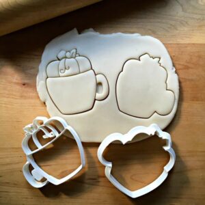 Set of 2 Pumpkin Mug Cookie Cookie Cutters for Fall and Thanksgiving Baking, Made in India, Ideal for Autumn Cookies, Coffee Themes, and Holiday Treats