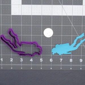 Black Scuba Diver Cookie Cutter Cookie Underwater Swimming Silhouette Mold for Ocean Theme Baking India Made Biscuit Clay Crafts DIY Party Decoration Diving Adventure Cake and Fondant