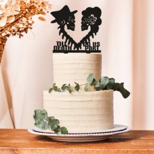 Skull Wedding Cake Topper | Till Death Do Us Part Skeleton Cake Decoration | Unique Halloween Cake Topper | Spooky Wedding Cake Topper | Skull Skeleton Cake Topper Special Occasions (3 inch)