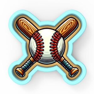 Black Baseball Bat Cross with Ball Cookie Cutter Plastic Fondant Clay Cutter and Stamp for Sports-Themed Baking, DIY Crafts, Party Treats, Cake Decoration, and Creative Baseball Projects