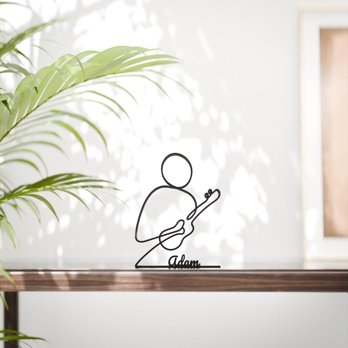 Black Ukulele Player Personalized Plastic Line Art Sculpture Custom Name Music Instrument Inspired Minimal Decor Creative Home Office Display Accent Unique Customized Gift Idea for Modern Music Lovers - Image 2