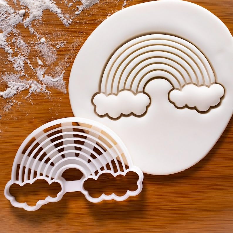 Rainbow Cookie Cutter Bake Biscuit Mold Little Fluffy Clouds Sky Theme Baking Tool for Kids Birthday Parties Celebrations and Creative Crafting Activities (ONLY RAINBOW)
