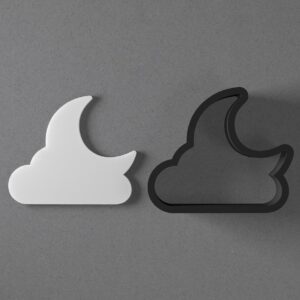 Moon and Clouds Night Scene Shape Polymer Clay Cutter Earring Jewelry Tool for Mini Studs Dangle Pendants and Cookie Dough Shaping with Sharp Tapered Edge for Sky Theme DIY Craft