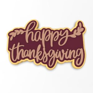 Black Happy Thanksgiving Cookie Cutter Stamp Stencil Debosser with Sharp Edges Durable Plastic Baking Mold for Cookies Fondant Biscuits Pancakes Sandwiches Crafts Autumn Fall Harvest Ho
