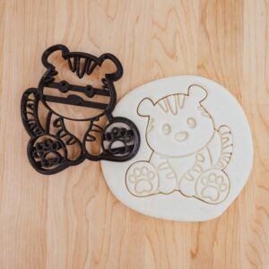 Tiger Baby Cookie Fondant Clay Detailed Cutter India Cookie Mold for Shaping Cute Animal Themed Treats for Baby Shower Birthday Cakes Cupcakes DIY Baking Decoration Craft Supplies