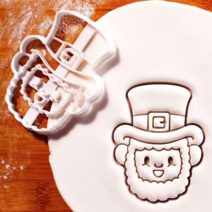 Leprechaun Face Cookie Cutter for St Patricks Day Baking Irish Holiday Party Treats Shamrock Lucky Theme Celebration Biscuits Green Hat Man Cookies Irish Festival Celebration Fun