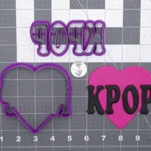 KPop Heart Black Cookie Cookie Cutter Set for Korean Pop Theme Party Baking Supplies Fan Event Cookies Music Idol Treats Concert Celebration Fondant Craft Decoration Tool for KPop