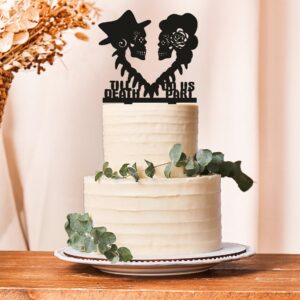 Skull Wedding Cake Topper | Till Death Do Us Part Skeleton Cake Decoration | Unique Halloween Cake Topper | Spooky Wedding Cake Topper | Skull Skeleton Cake Topper Special Occasions (6 inch)