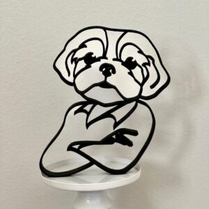 Adorable Shih Tzu Dog Caricature - Quirky Minimalist Tabletop Decor Sculpture for Dog Lovers