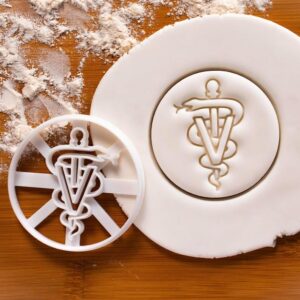 Veterinary Caduceus Cookie Cutter for Vet Medicine Themed Baking Veterinarian Symbol Rod of Asclepius Treats for Animal Hospital Events Medical Student Gifts Graduation and Clinic