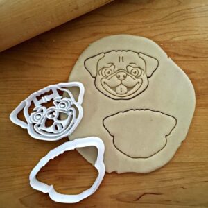 Set of 2 Cookie Pug Dog Cookie Cutters for Baking Biscuits Cake Fondant Decorations Suitable Size Durable Molds Dishwasher Safe Made in India for Dog Lovers, Pug Parties, and Crafting