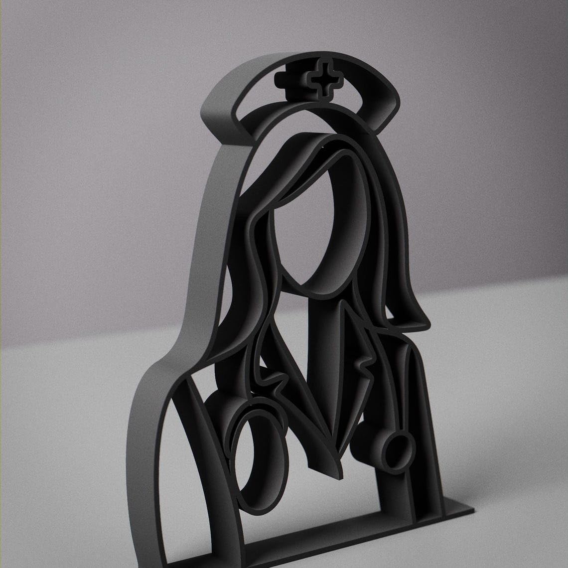 Nurse Plastic Minimal Line Art Sculpture Healthcare Decor Figure for Living Room Desk Shelf Bedroom Home Office Interior Styling - Image 3