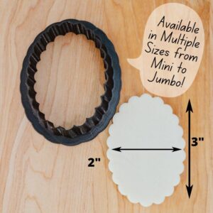 Oval Scalloped Plaque Cookie Cutter, Fondant and Clay Cutter, Scalloped Oval Cutter for Baking, Cake Toppers, Polymer, Ceramics, and Pottery, Made in India